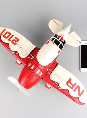 美式吉比R-2竞赛飞机模型铁艺复古怀旧客厅橱窗柜收藏装饰品摆件