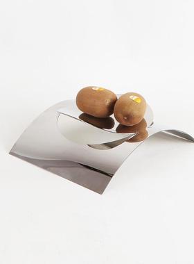 简约创意不锈钢水果盘装饰家居客厅餐桌茶几轻奢软装摆件收纳托盘