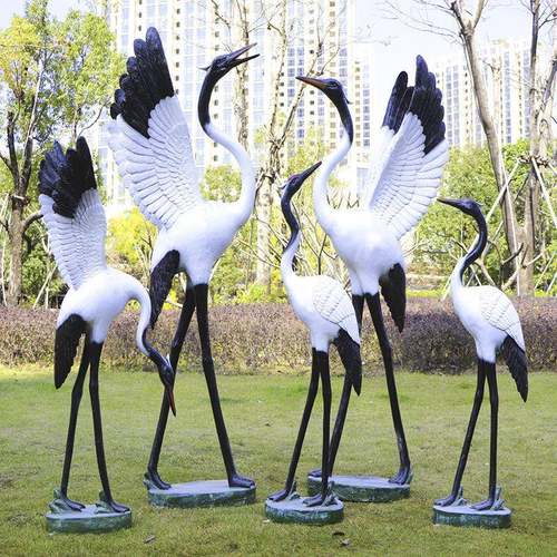 仿真仙鹤丹顶鹤摆件户外景观别墅庭院水池水景装饰玻璃钢雕塑模型