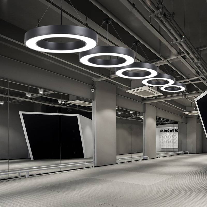led圆形吊灯空心圆环工业风商场办公室造型灯实心商用吊线蜡烛
