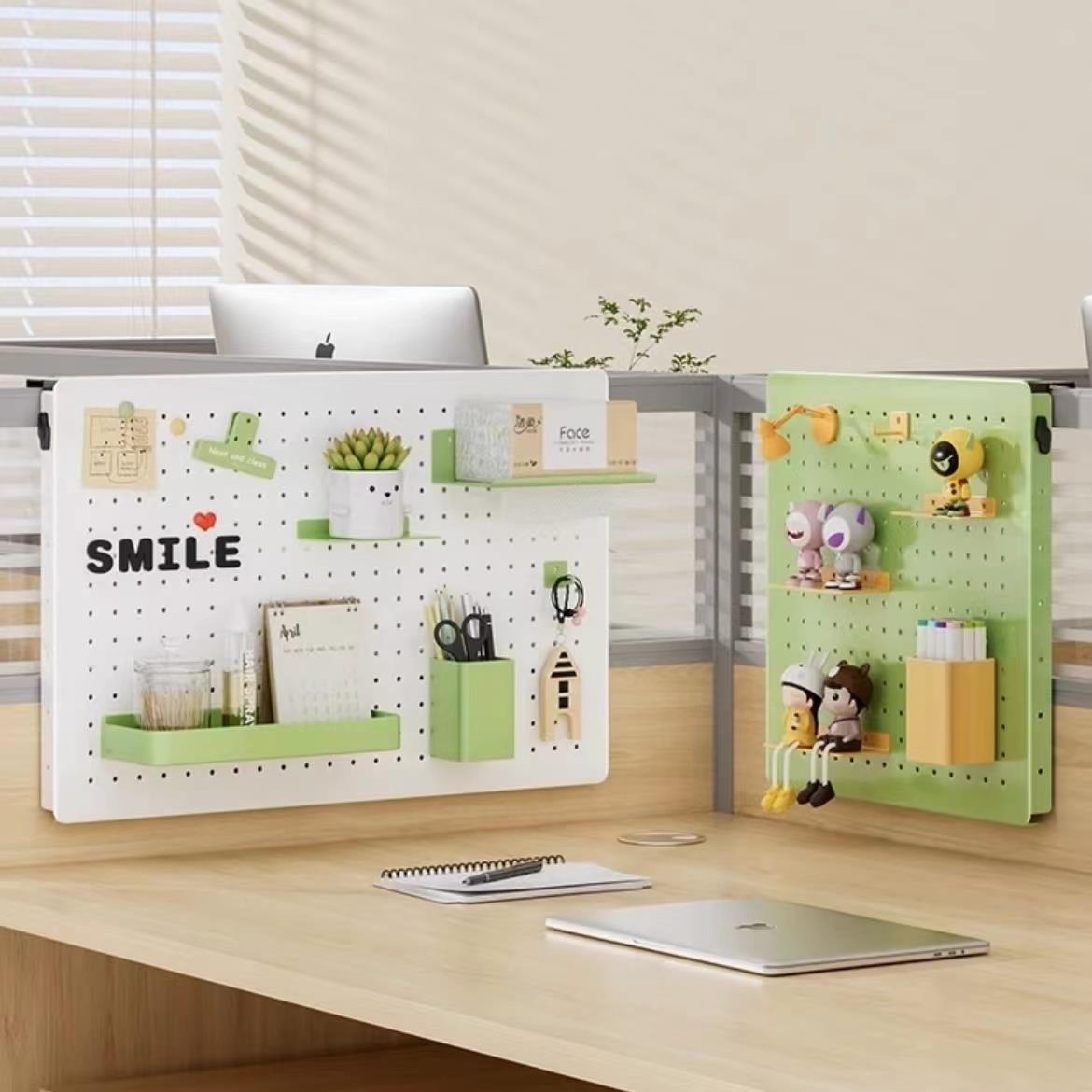 ∉洞洞板套餐立式桌面收纳置物架家用书桌收纳屏风墙壁免打孔洞洞