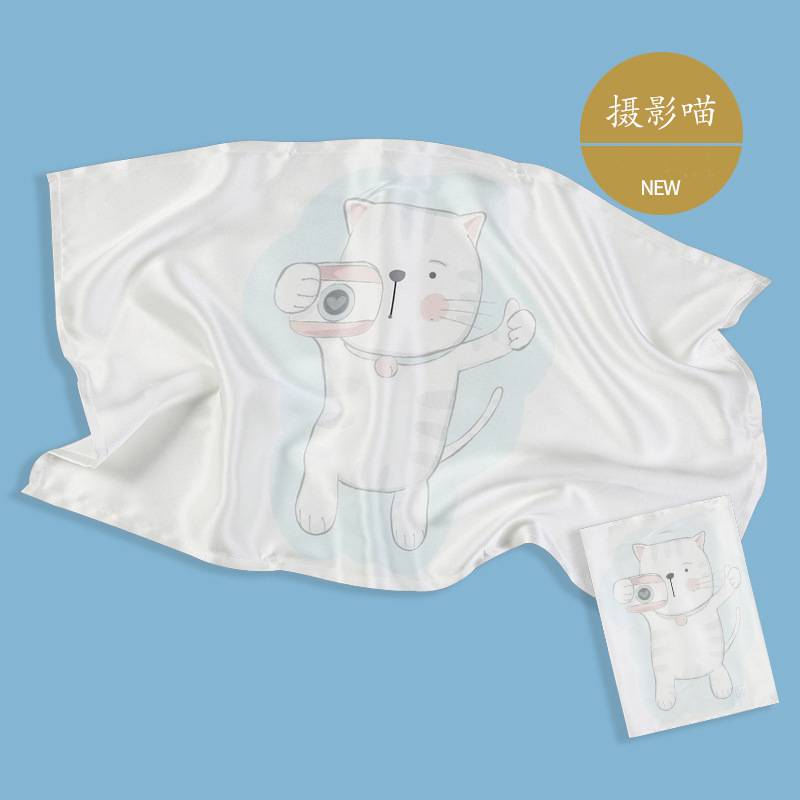 儿童真丝枕套夏季卡通印花面料枕巾幼儿园午睡可水洗桑蚕丝枕头套