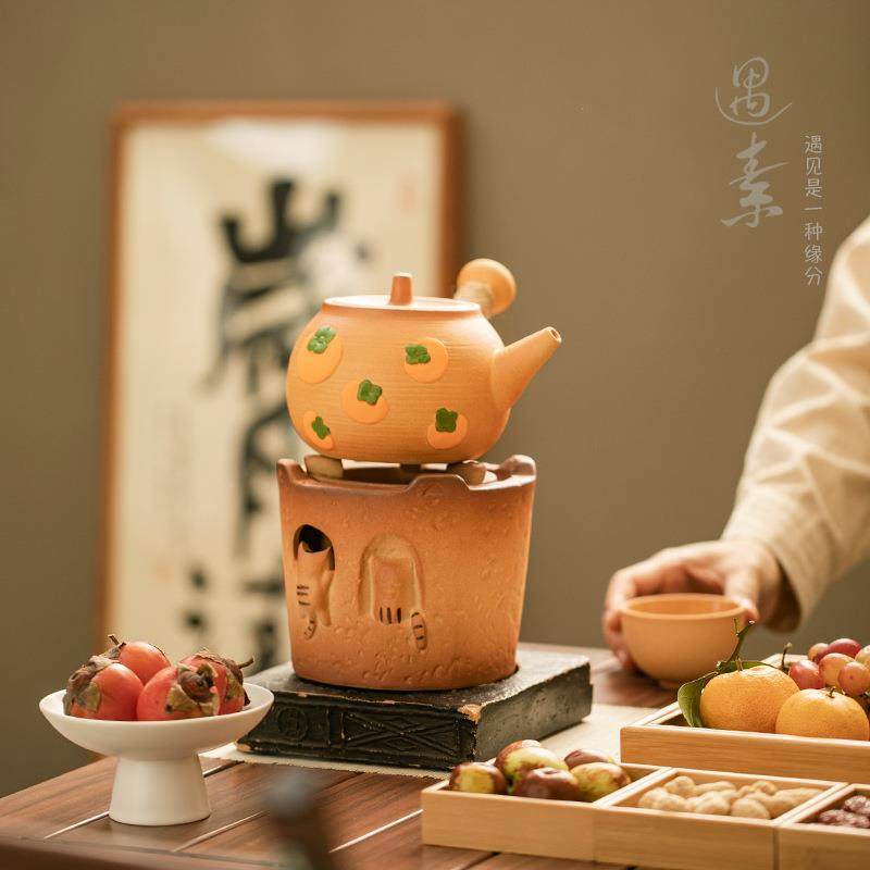 复古粗陶侧把壶碳炉加热煮茶壶泡茶喝茶酒精炉碳炉围炉煮茶套装,餐饮具,茶壶,淘宝优惠券,粉丝福利购,淘宝优惠卷