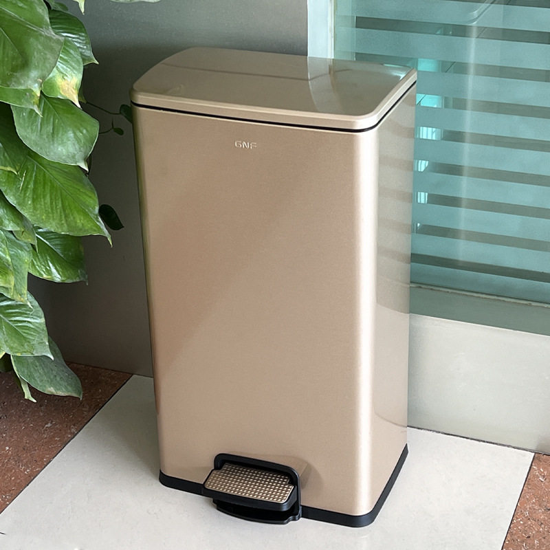 A6L新款GNF不锈钢垃圾桶40升方形大容量商用30L厨房客厅20L有盖静