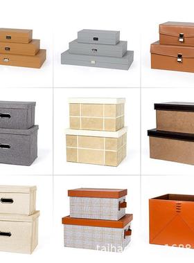 样板房皮质收纳箱衣柜衣帽间软装饰品摆件收纳盒储物箱盒摆件