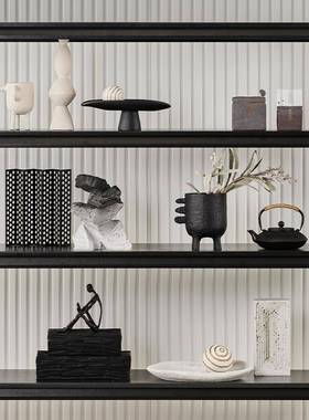 售楼部展厅客厅书房套装软装样板间感轻奢书架书柜装饰品摆件