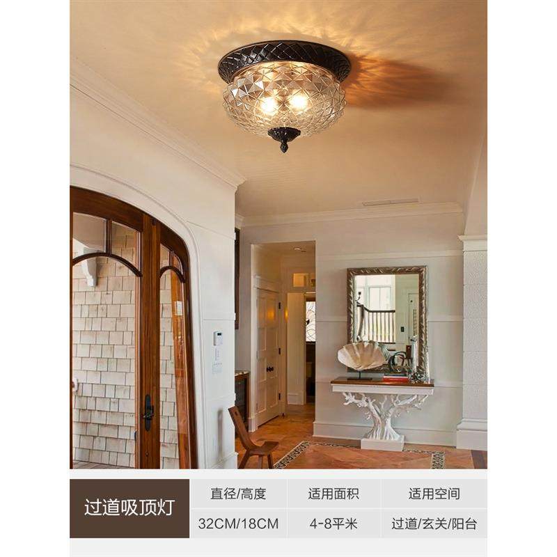 美式卧室小吸顶灯玄关过道复古阳台圆形广东中山灯具2025年新款,家装灯饰光源,客厅吸顶灯,淘宝优惠券,粉丝福利购,淘宝优惠卷
