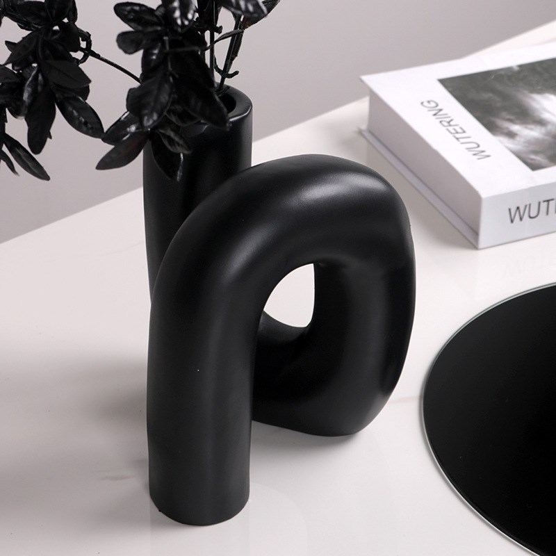 现代N字母弯管花瓶n摆件软装家居餐桌干花花器北欧样板房花插装饰