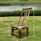 竹椅子靠背椅手工家用老式 竹制椅 餐椅复古藤编竹子凳子单人椅中式