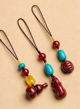 普陀山保真朱砂貔貅手机链挂绳挂饰男女短款个性小吊坠挂件好运