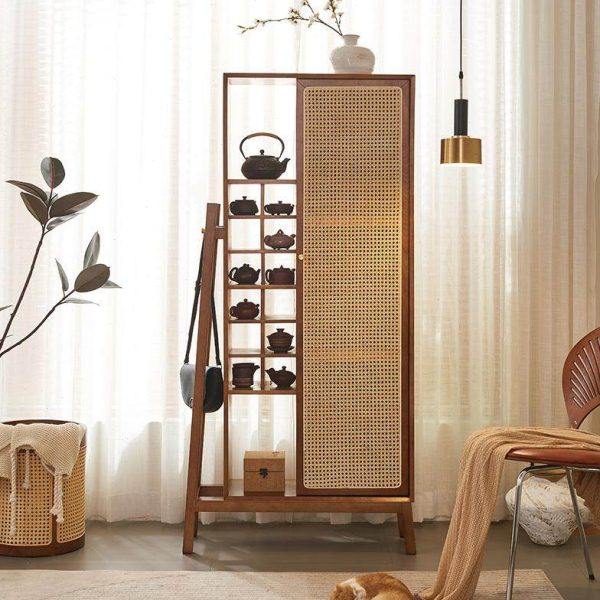茶室藤编实木家具博古架茶杯茶具收纳柜多宝阁陈列柜置物柜展示柜,住宅家具,家用陈列柜,淘宝优惠券,粉丝福利购,淘宝优惠卷