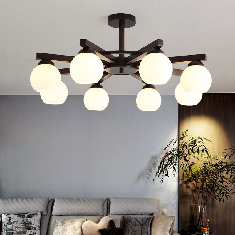 胡桃木色客厅吊灯新n中式中国风实木灯具大气家用创意新款大厅主