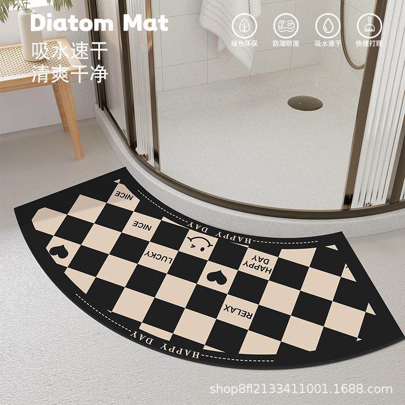 硅藻泥地垫扇形吸水速干浴室防滑垫简约家用卫生间耐脏易打理脚垫