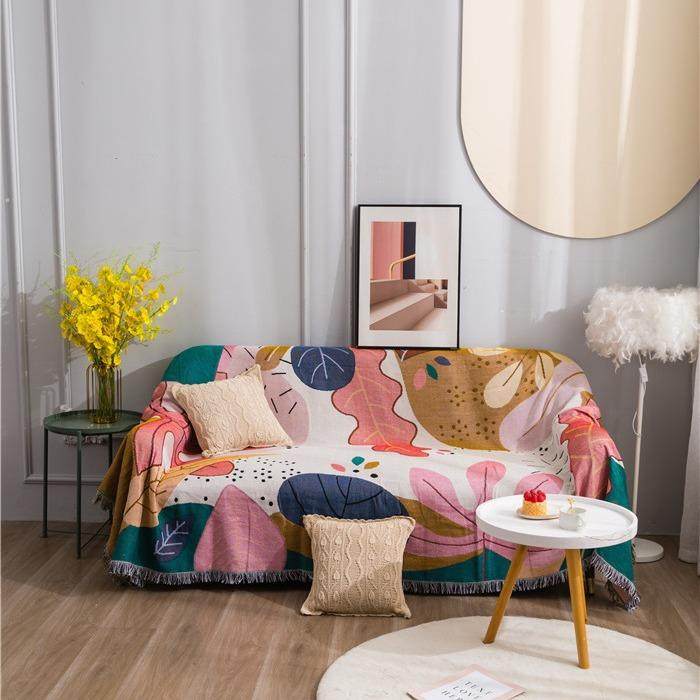 卡通树叶纯棉防滑沙发巾沙发垫客厅布艺沙发防尘罩简约北欧风,居家布艺,沙发套,淘宝优惠券,粉丝福利购,淘宝优惠卷