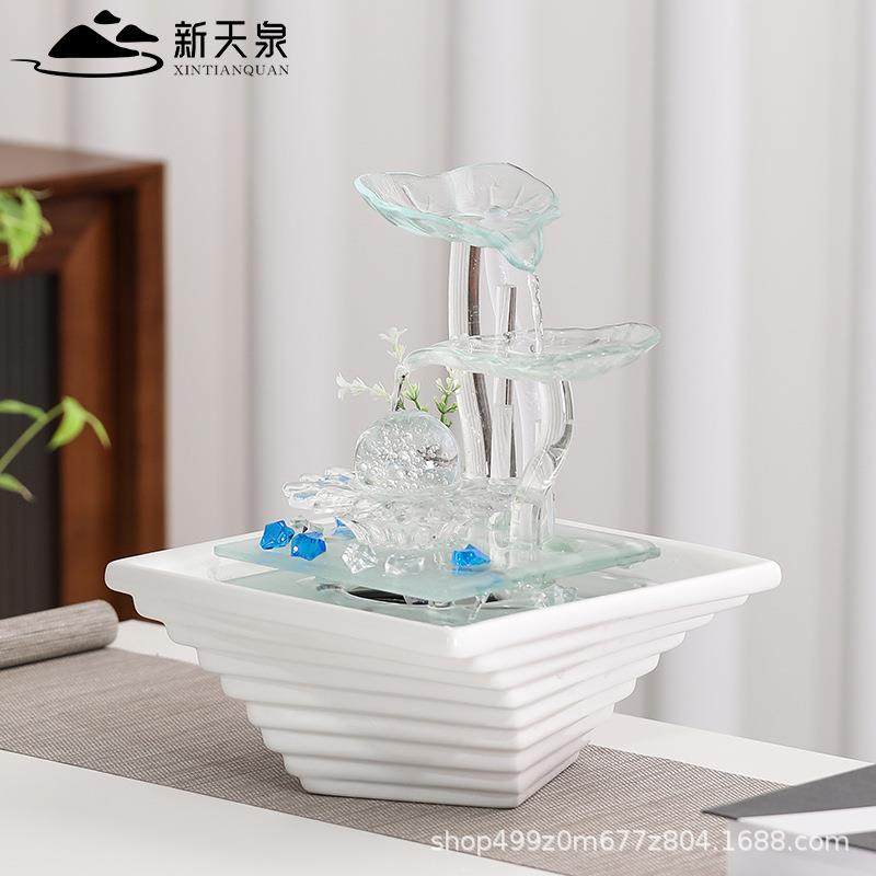 现代简约流水生财摆件室内循环水景加湿器公司前台桌面风水轮招财,家居饰品,流水摆件,淘宝优惠券,粉丝福利购,淘宝优惠卷