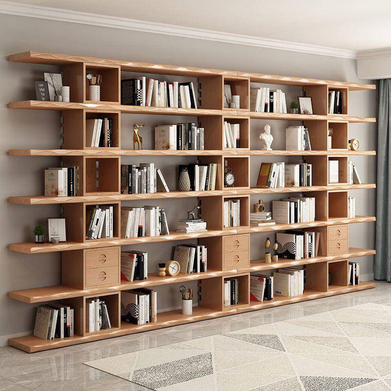 dpp实木书架落地靠墙客厅满墙置物架书房书柜整墙多层收纳架摆件