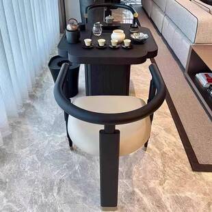 阳台小茶桌2025新款高端小型现代简约精致实木茶台黑色小户型家用