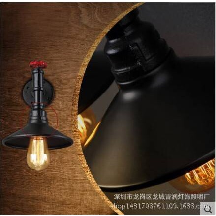 美式乡村复古双头水管工业壁灯 书房卧室床头小个性创意壁灯