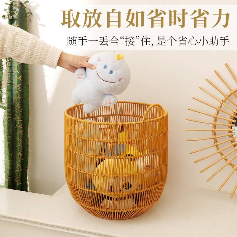 卧室收纳筐脏衣篮藤编脏衣服收纳筐脏衣篓大杂物收纳框仿藤编篮子