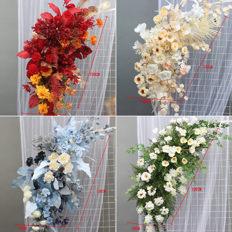 婚庆U型挂花屏风花艺蓝色仿真花婚礼装饰花排成品花艺拱门挂花