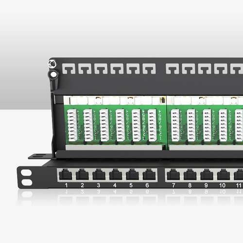 英曼网线网络配线架0.5U24口超六类五类RJ45工程机房Patch panel