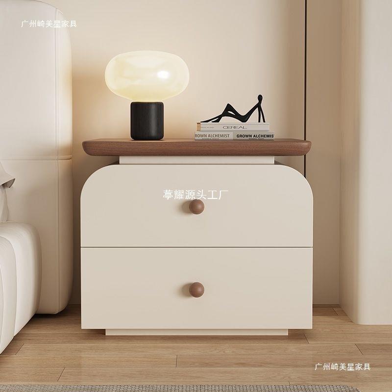 实木床头柜中古奶油风意式极简小户型简约现代卧室收纳柜子免安装