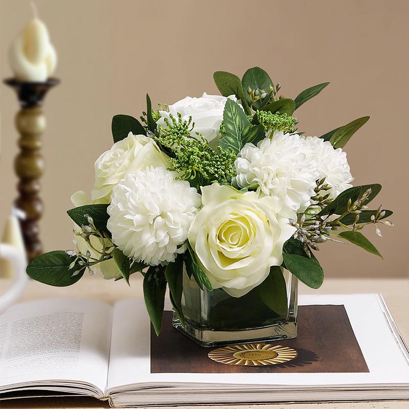 仿真花轻奢高端假花仿真绿植盆栽商务装饰品摆件餐桌酒店场景布置