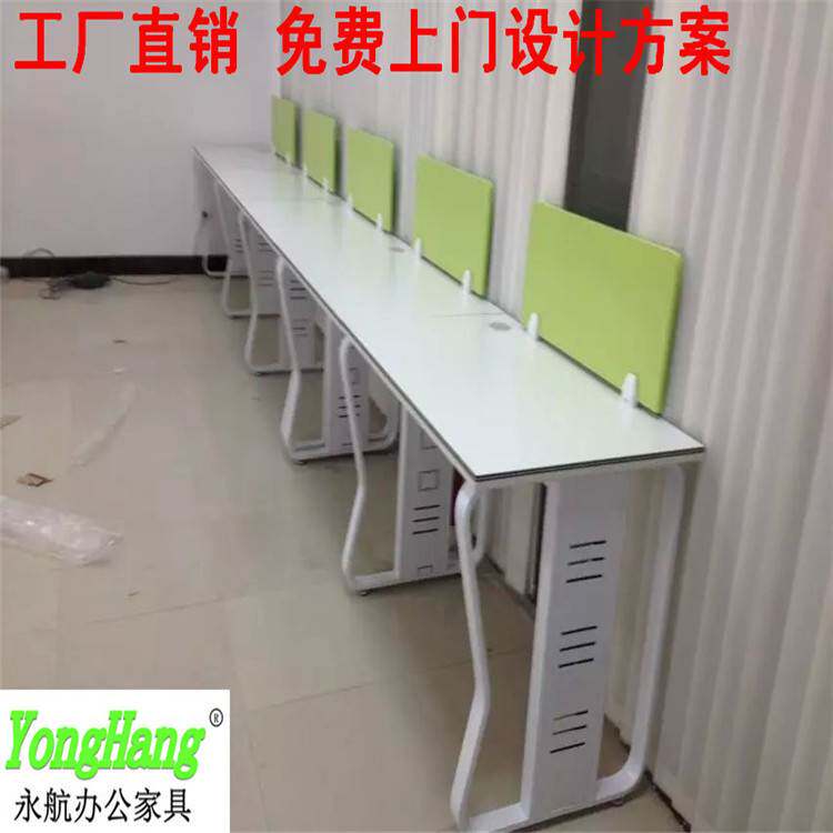深圳职员电脑办公桌工厂  2 4 6 8人位钢木组合简约大气办公桌