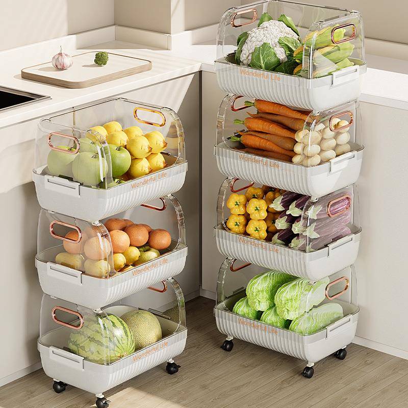 小推车置物架厨房收纳落地储物架家用可移动调料罐蔬菜水果菜篮子