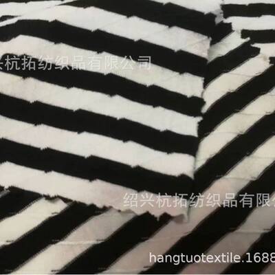 针织RT弹力黑白色织菱形格子提花布全涤TR TC CVC菱形格提花布
