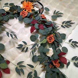 仿真人造桉树叶柳叶花朵藤条 秋季家居餐桌氛围布置婚礼装饰跨境