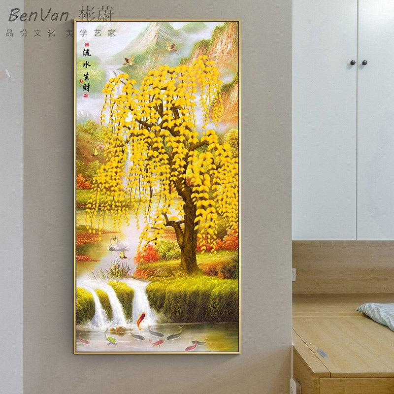 轻奢简约鹿玄关装饰画背景墙餐厅晶瓷水晶壁画挂V画客厅走廊定做图片