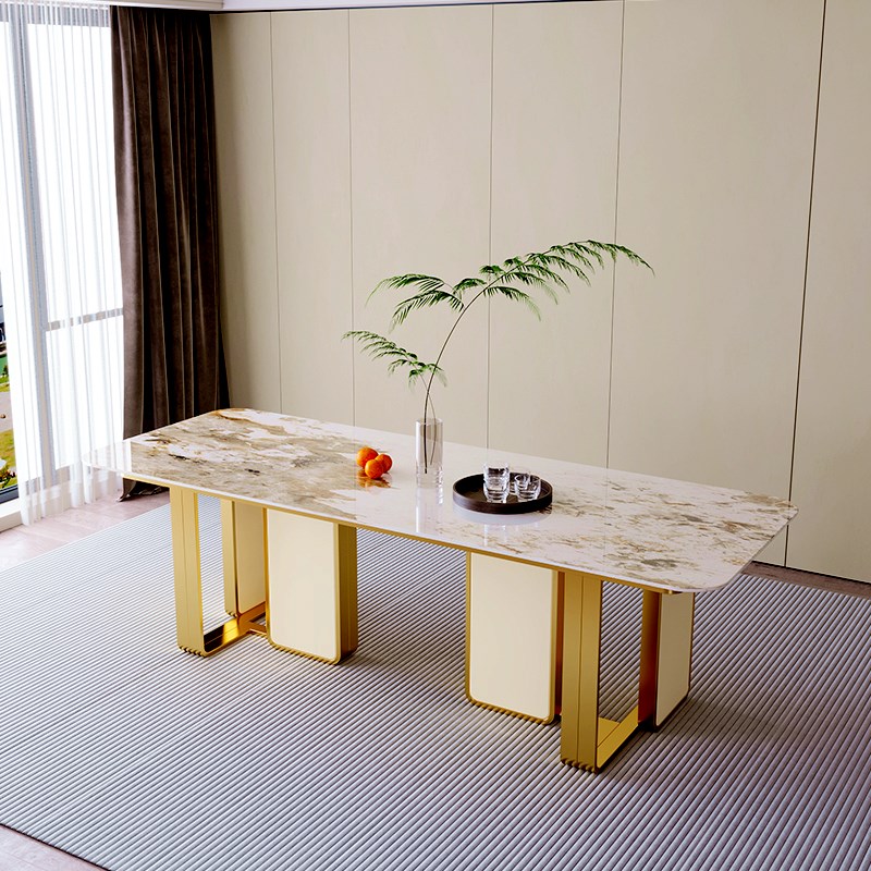 北欧轻奢不锈钢CC桌脚桌腿支架桌架定制大K理石岩板餐桌脚金属支