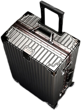 深灰色拉杆行李箱结实耐用24y男28大容量铝框加厚超大直角密码旅