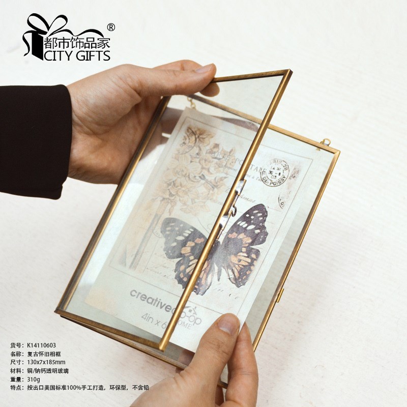 工厂加工定制挂饰金属相框欧式D玻璃画框透明玻璃干花标本框