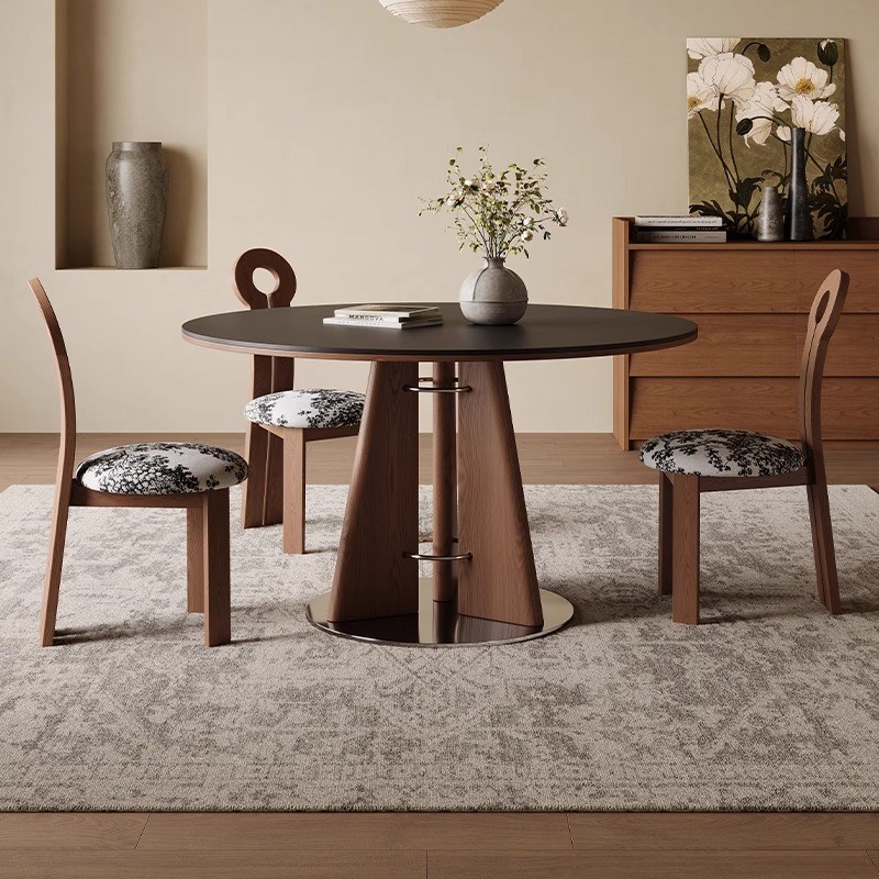 北欧实木岩板餐桌椅组合现代简约轻奢家用小户型20W25新款饭桌