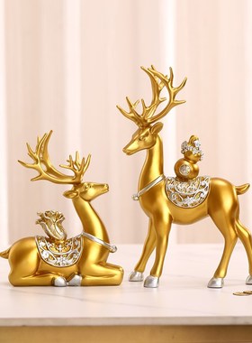 创意招财鹿摆g件客厅酒柜玄关家居摆设电视柜福鹿装饰新房乔迁礼