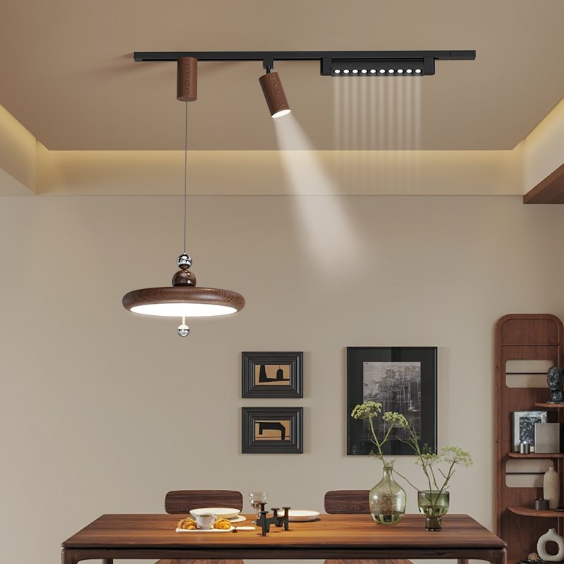 中古餐厅吊灯可移动轨道奶油风D现代简约饭厅餐桌升降悬停灯