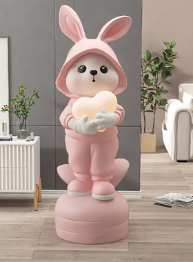 大型兔子雕塑客厅落地摆件轻奢高档电视柜沙发R旁灯开业乔迁礼物