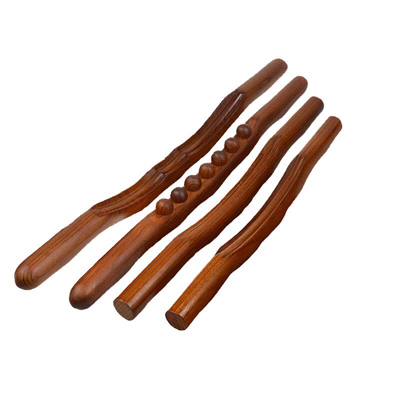 榉木擀筋棒家用实木碳化按摩棍养生刮痧棍波浪赶筋棒经络疏通四件