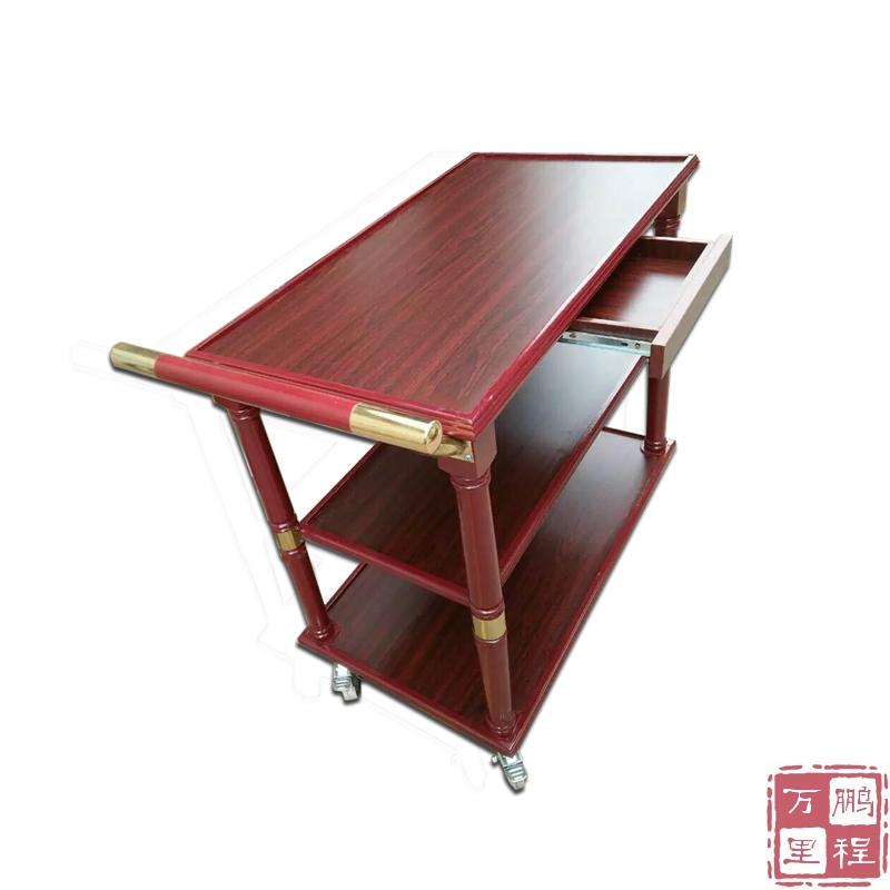 实木4S店三层服务车酒店用品手推车餐厅酒水车餐车带轮甜品点心车