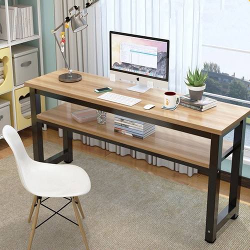 电脑桌80*40*75靠墙窄双层电脑桌组合书桌椅原木长条桌长100*120*