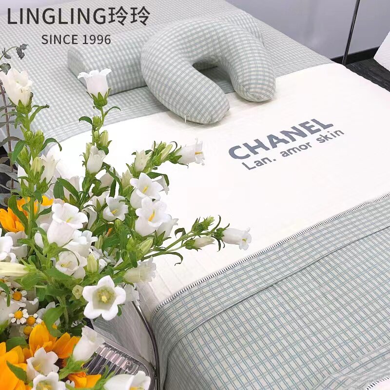 美容院床罩四件套高档轻奢皮肤管理床单被套床套美体被单logo定制