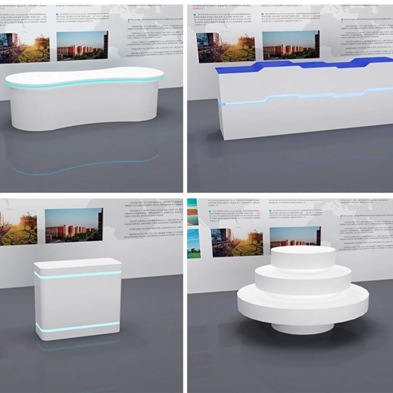 中岛展示台白色烤漆体验桌展示桌智能产品展示台发光展示台模型台