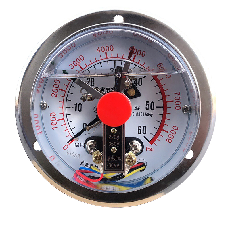 轴向带边耐震电接点压力表YNXC-100ZT 1.6MPA磁助式0-40mpa 60MPA