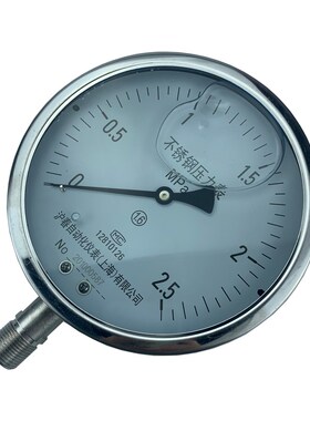 不锈钢耐震压力表YNBF150高温蒸汽锅炉压力氨用大表盘耐腐蚀沪春