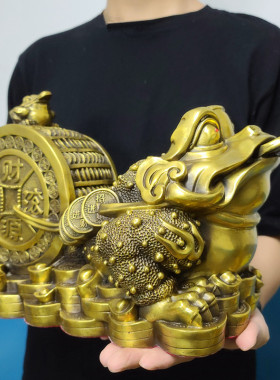 金蟾拉金财源滚滚摆件 招财家居办公室装饰M品 饰品 摆饰开业送礼