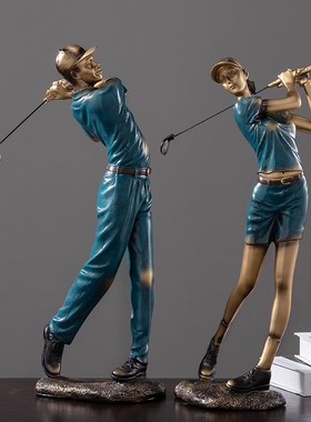 欧式高尔夫抽象人物雕塑摆u件客厅电视柜酒柜装饰品办公室书柜摆