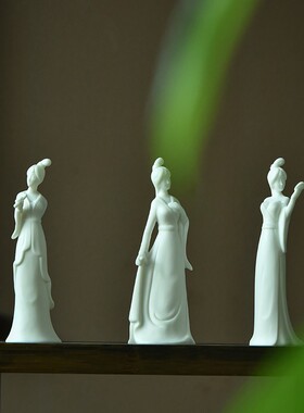 古风仕女人物摆件中式o陶瓷古典美女工艺品家居客厅玄关博古架摆