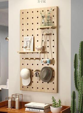 洞洞板实木上置物架木质墙挂墙工书架隔64419板收纳架挂墙板墙面